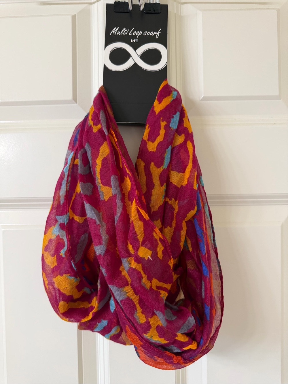 Multi Loop Scarf - Magenta Patterned Infinity Scarf